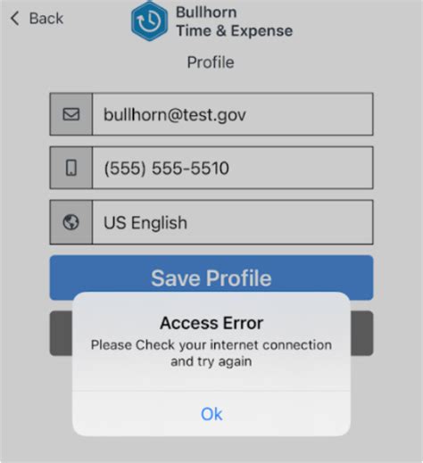 Registration for Bullhorn Time and Expense Mobile