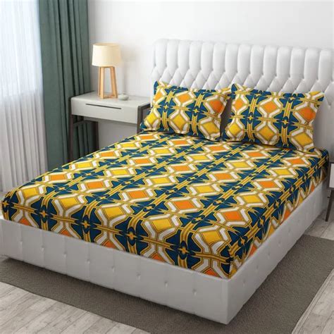 Wellnest 220TC Premium Elastic Fitted 100% Cotton Feel Printed King ...