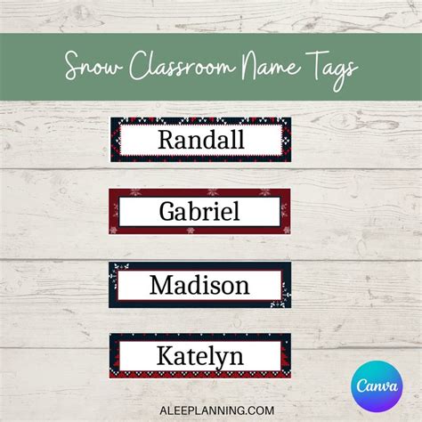Desk Name Tag Winter Classroom Cubby Name Tags Student Name Tag Name ...