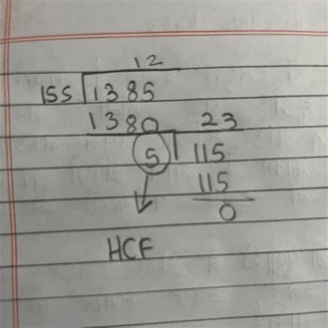 Use Euclid's division algorithm to find the H.C.F. of 155 and 1385 ...
