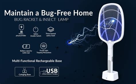 TILIQUA Mosquito Racket Bat with UV Light Lamp Five Nights Mosquito ...