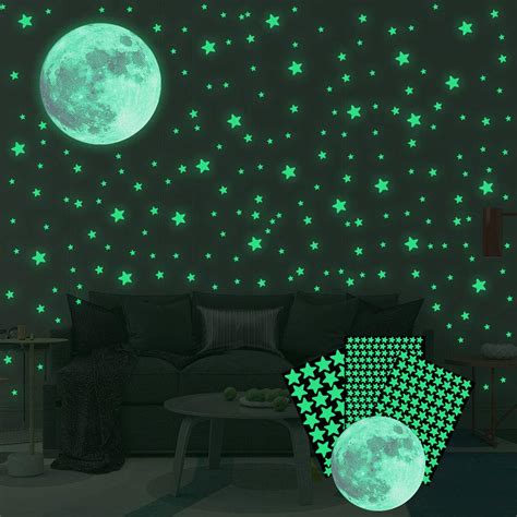 334pcs Glow in The Dark Stickers, Luminous Stars and Moon Wall Stickers ...
