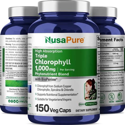 NusaPure Triple Chlorophyll Complex 1000Mg. 150 Capsulas – The Red Vitamin MX