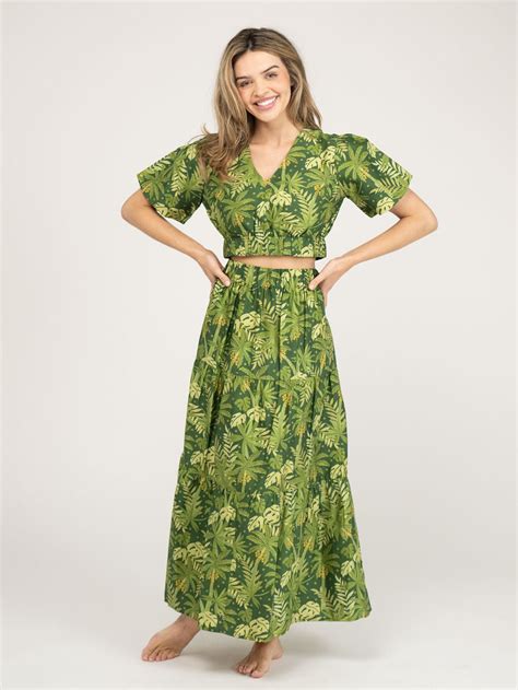 The Abby Top | Dark Green Palm Leaf – Beau & Ro