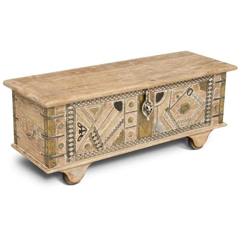 Amira Storage Trunk Coffee Table in White Lime Wash India | Ubuy