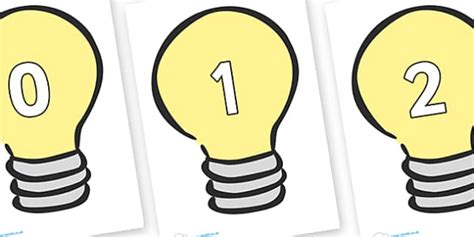 Numbers 0-100 on Light Bulbs (Plain) (teacher made) - Twinkl