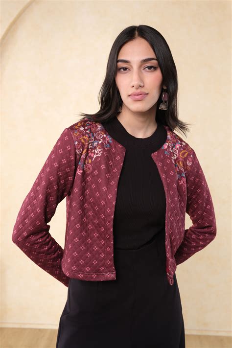 Buy Maroon Jacket Online for Women from Globaldesi F24H179JK_MAROON