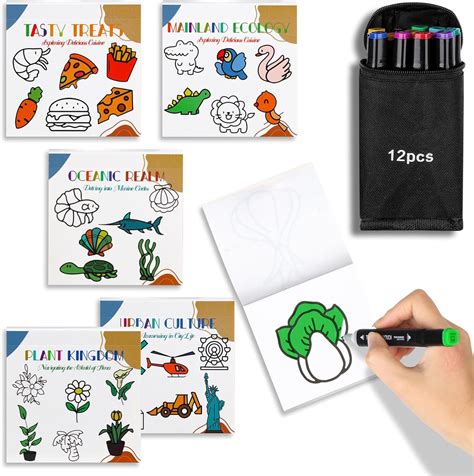 Amazon.com: 5 Piece Mini Coloring Books for Kids Ages 4-8 with 12 ...