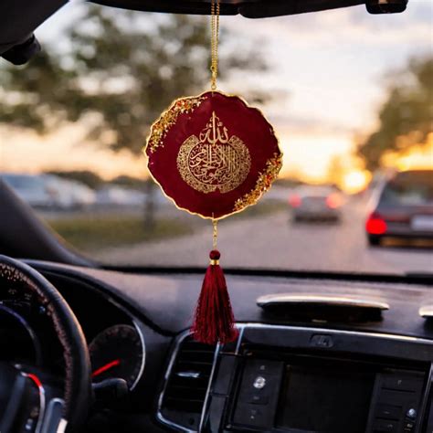 Red Duet Golden Flakes Car Hanging -Ayatul Kursi | Premium Islamic gift ...
