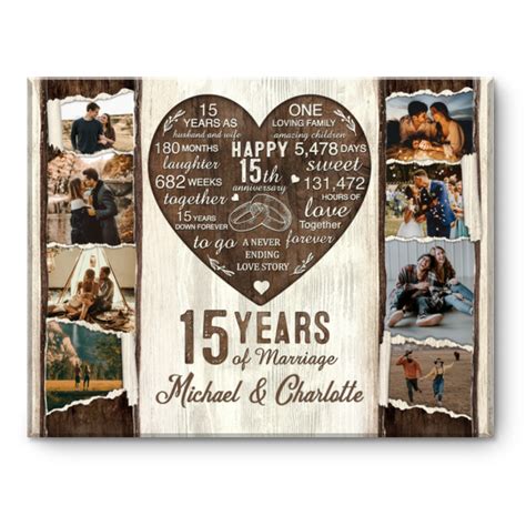 15 Year Anniversary Gift, 15th Anniversary Photo Collage Canvas, 15th ...