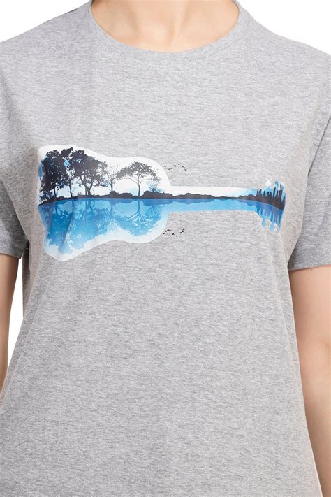 Women Heather Grey Guitar Lake refection t-shirt – SNAZZYNSUAVE