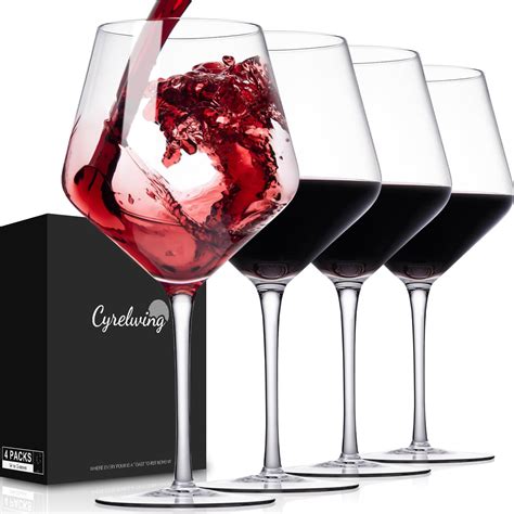 Amazon.com | Super Large 28oz Wine glasses set of 4-Extra Large Red ...