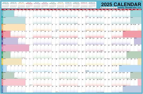 2025 Yearly Wall Calendar - Large Yearly Calendar 2025, Jan 2025 - Dec ...