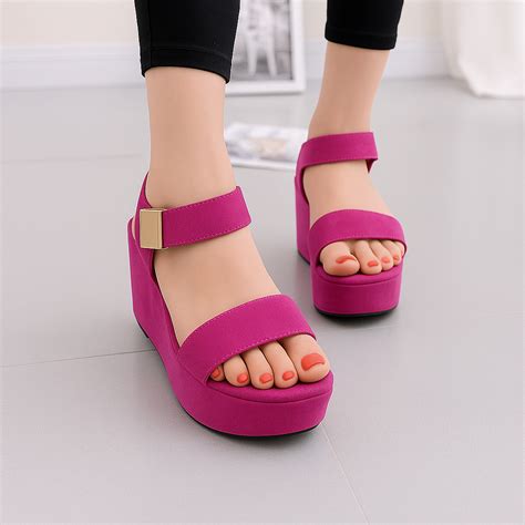 Regular Style Black Peep Toe Wedges For Women – GloGlamp