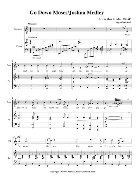Go Down, Moses/Joshua Fought the Battle of Jericho (arr. Mary K. Sallee ...
