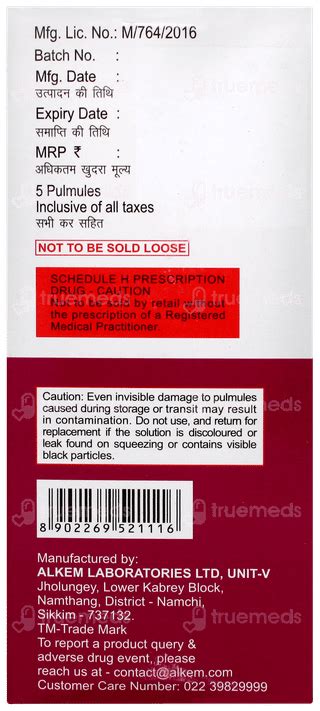 Glycoquic 25 Mcg Pulmules 2 Ml Pack Of 5 - Uses, Side Effects, Dosage ...
