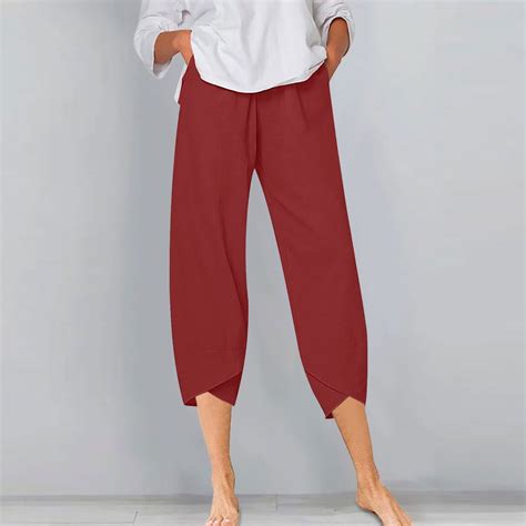 Aboser Womens Linen Pants Petite Summer Lounge Pants Comfy Cotton Linen ...