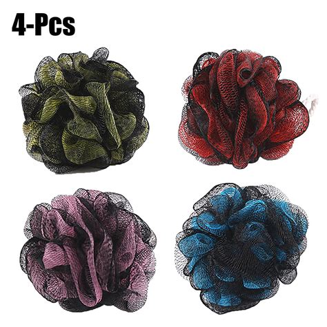 Kapmore 4 Pcs Mesh Sponge Shower Ball Exfoliating Bath Body Sponge ...