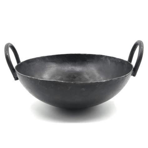 Handmade Heavy Weight Pure Iron Kadai for Cooking (8 to 15 Inches), Bl ...