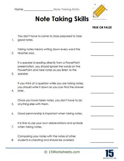 Note Taking Worksheets 的图像结果