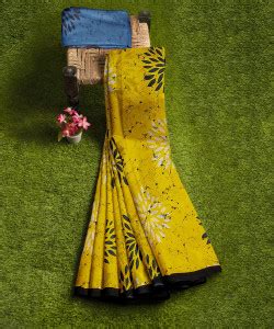 Buy LOVWEAR Printed Daily Wear Pure Cotton Yellow Sarees Online @ Best ...