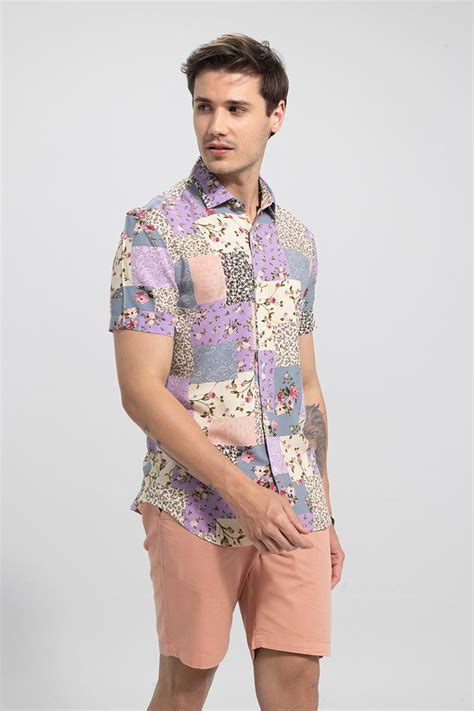 Buy Men's Exotic Patch Print Cream Shirt Online | SNITCH