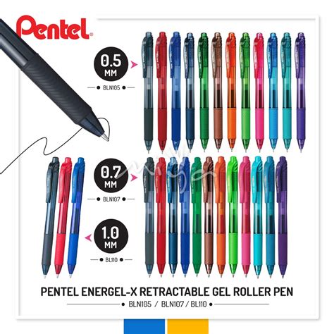 Pentel BLN105 EnerGel-X Retractable Gel Roller Pen Gel Pen 0.5mm / 0 ...
