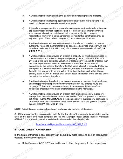 Michigan Enhanced Life Estate Deed Form