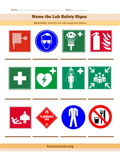 Lab Safety Signs Worksheets