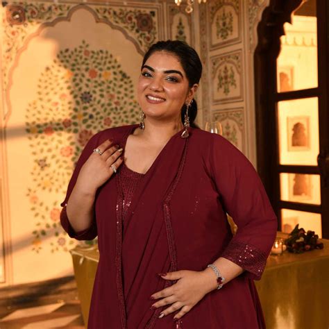 Jack Rose Maroon Sequin Plus Size Drape Saree with Cape | Meera's
