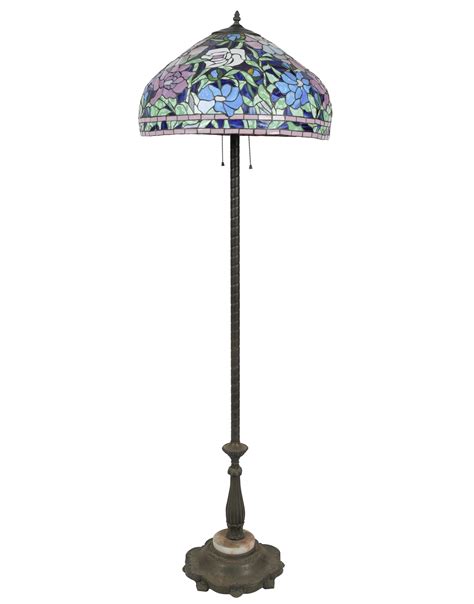 Lot - Connie Stevens- Cast Metal and Leaded Glass Floor Lamp