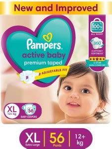 Pampers Active Baby Taped Diapers with Adjustable Fit - XL - Buy 56 ...