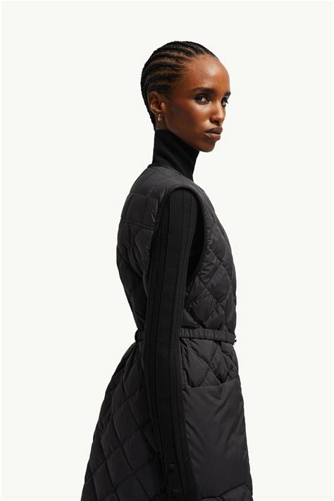 Black Butor Diamond-Quilted Long Down Vest - Vests for Women | Moncler US