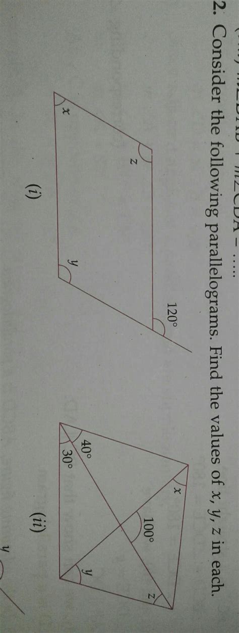 in each2. Consider the following parallelogramsthe following ...