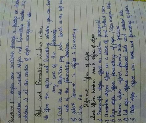 Q1. Explain the styles given in the Styles and Formatting Window for ...