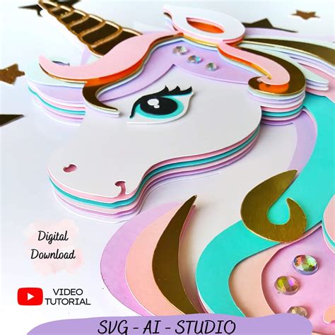 Unicorn Cake Topper SVG Unicorn Head Layered SVG Unicorn - Etsy Canada