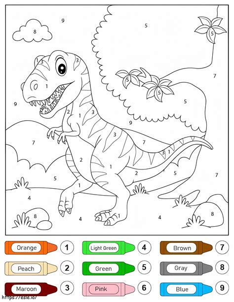 Dinosaur Color By Number - Molon Printable