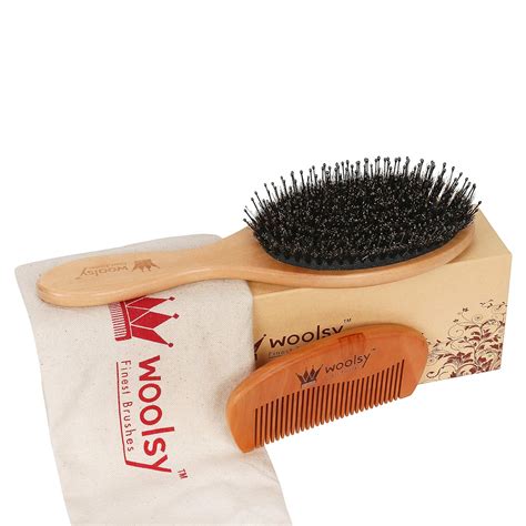 Buy Woolsy Boar Bristles & Nylon Pins Hair Brush with Pear Wood Hair ...