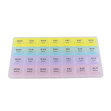 Hojo Pill Storage Medicine Box Organizer 28 Day 4 Weeks for 7 Days Lid ...