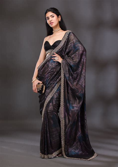 Buy Wine Stonework Shimmer Saree - Koskii