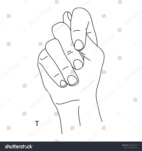 T Twentieth Letter Alphabet Sign Language Stock Vector (Royalty Free ...