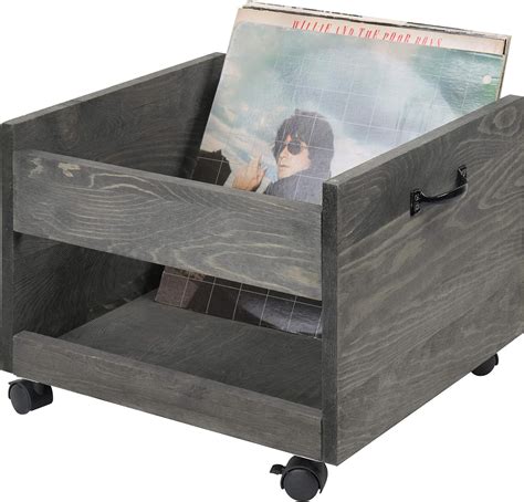 MyGift Vintage Grey Wood Vinyl Record Storage Crate with India | Ubuy