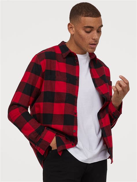Buy H&M Men Red & Black Cotton Flannel Shirt - Shirts for Men 11082336 ...