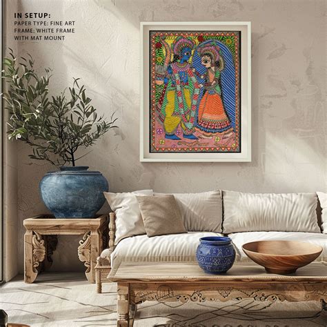 Radha Krishna Traditional Mithila Painting Madhubani Art: Buy Madhubani ...