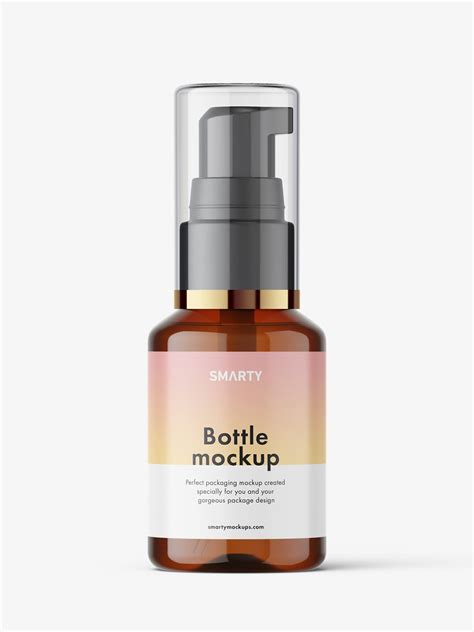 Amber airless pump bottle mockup - Mockups Design