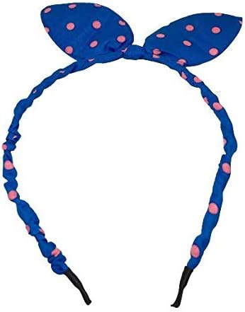 Bunny Ears Hairband Polka Dot Print Blue Colour Cotton Cloth for Girls ...