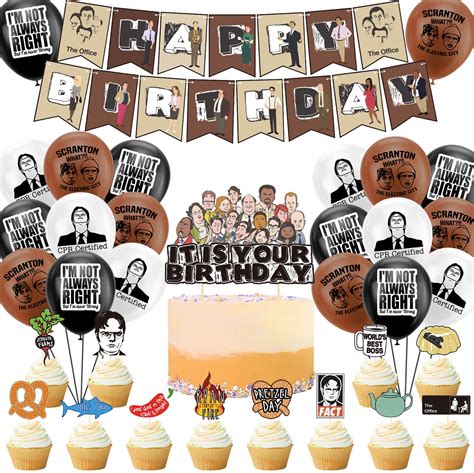 AILIBA Dwight Birthday Party Supplies Kit: Banner, Balloons, Cake ...