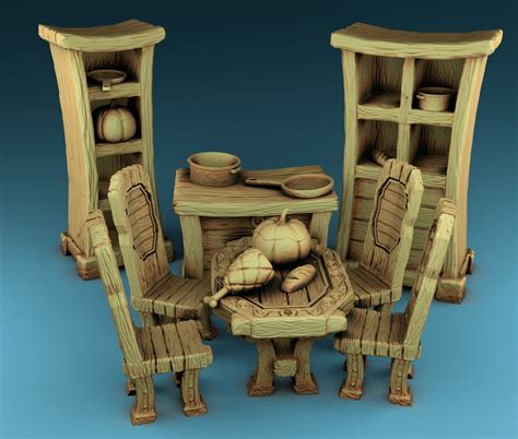 Stylized Middle Ages Kitchen 3D model 3D printable | CGTrader