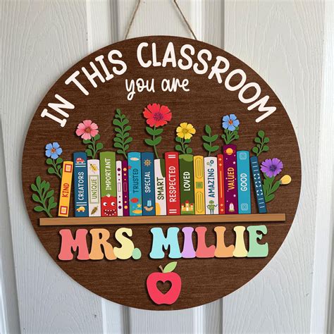 Custom Classroom Door Sign, Classroom Decor, Teacher Wooden Door Sign ...