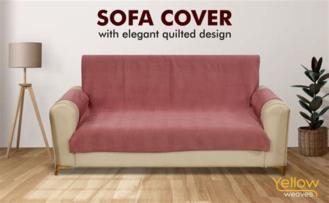 Yellow Weaves 3 Seater Zig-Zag Design Quilted Velvet Sofa Cover ...